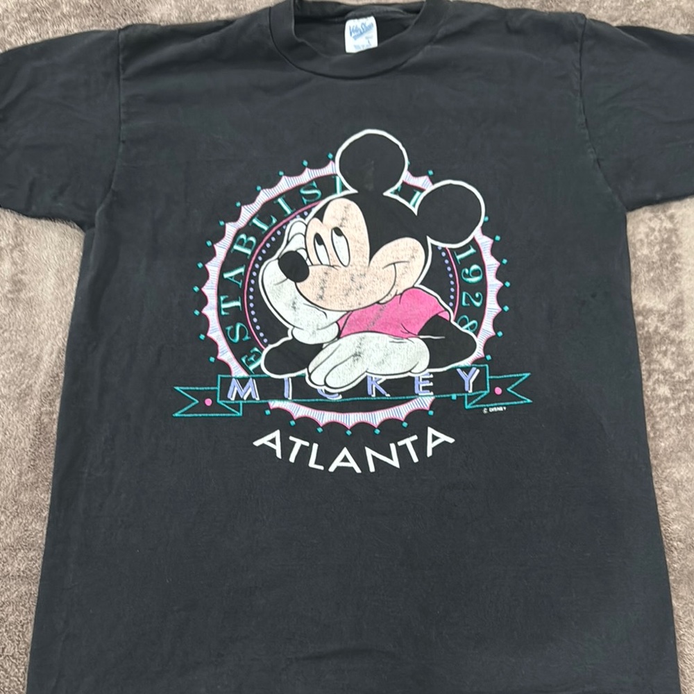 Vintage Disney Black and Pink Mickey Mouse Short Sleeve Tee